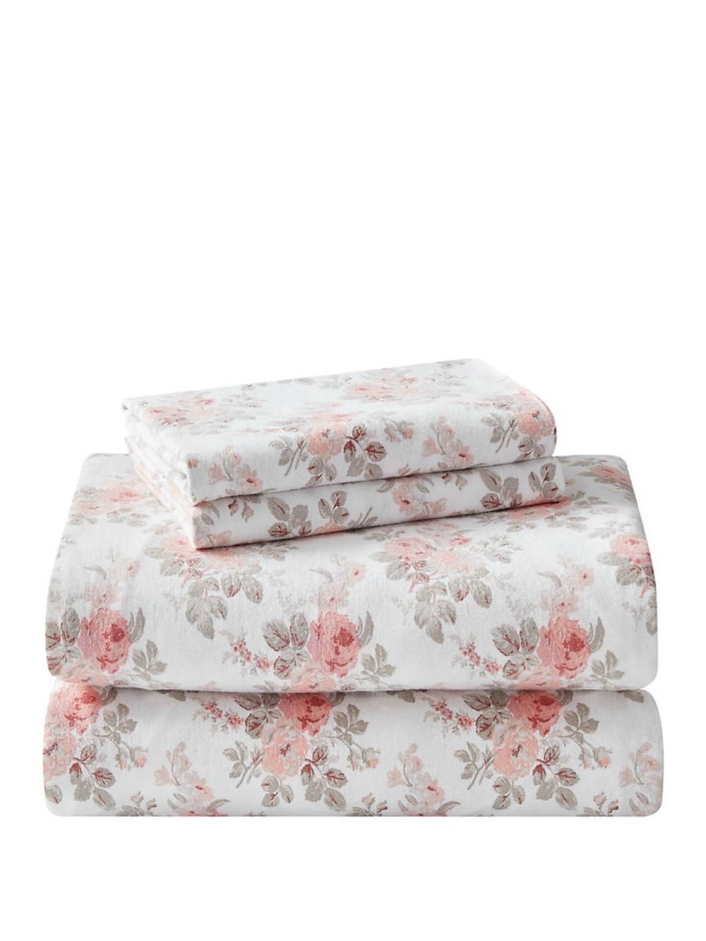 Laura Ashley Rose Floral Cotton flannel Sheet Set peach floral Pattern